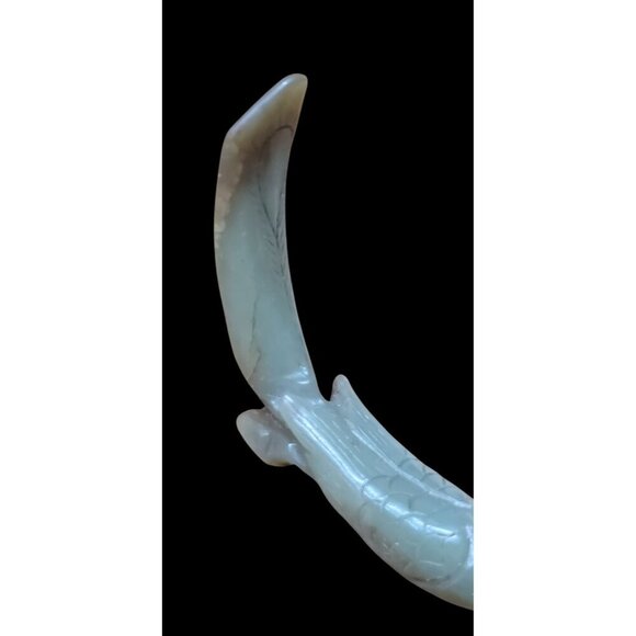 Antique Carved Jade Phoenix Figurine Chinese Light Green Translucent Color Bird - Picture 11 of 12